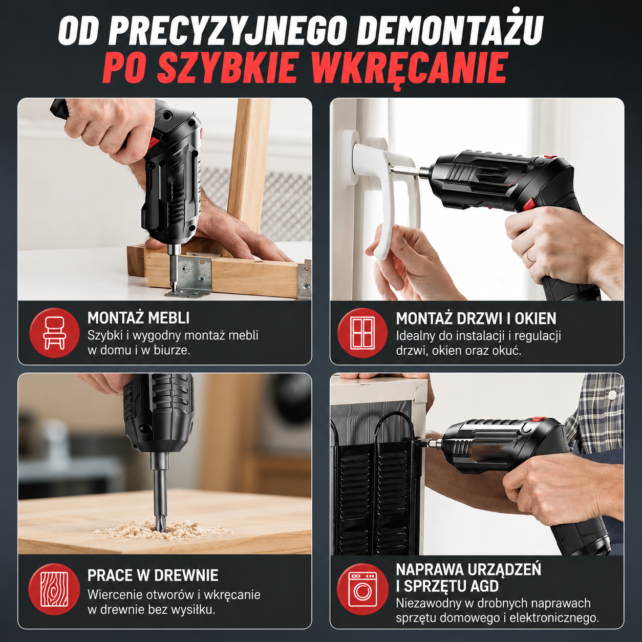 Mocny elektryczny zestaw do wkręcania śrub