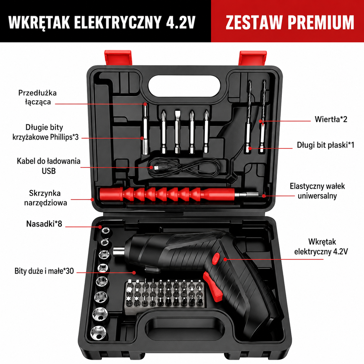 Mocny elektryczny zestaw do wkręcania śrub