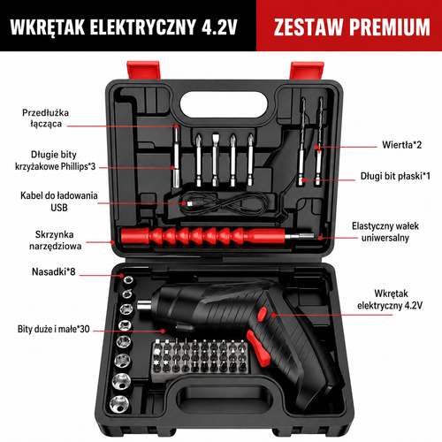 Mocny elektryczny zestaw do wkręcania śrub