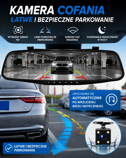 Wideorejestrator samochodowy w lusterku Full HD AutoVision™ + z kamerą cofania