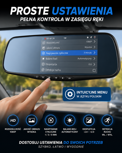 Wideorejestrator samochodowy w lusterku Full HD AutoVision™ + z kamerą cofania