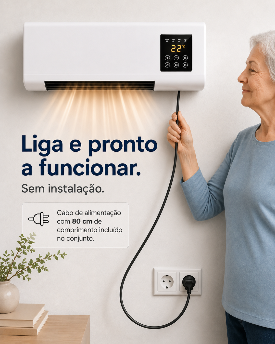 Ar Condicionado Portátil de Parede 2 em 1 ClimaFlow™ (Frio e Calor)