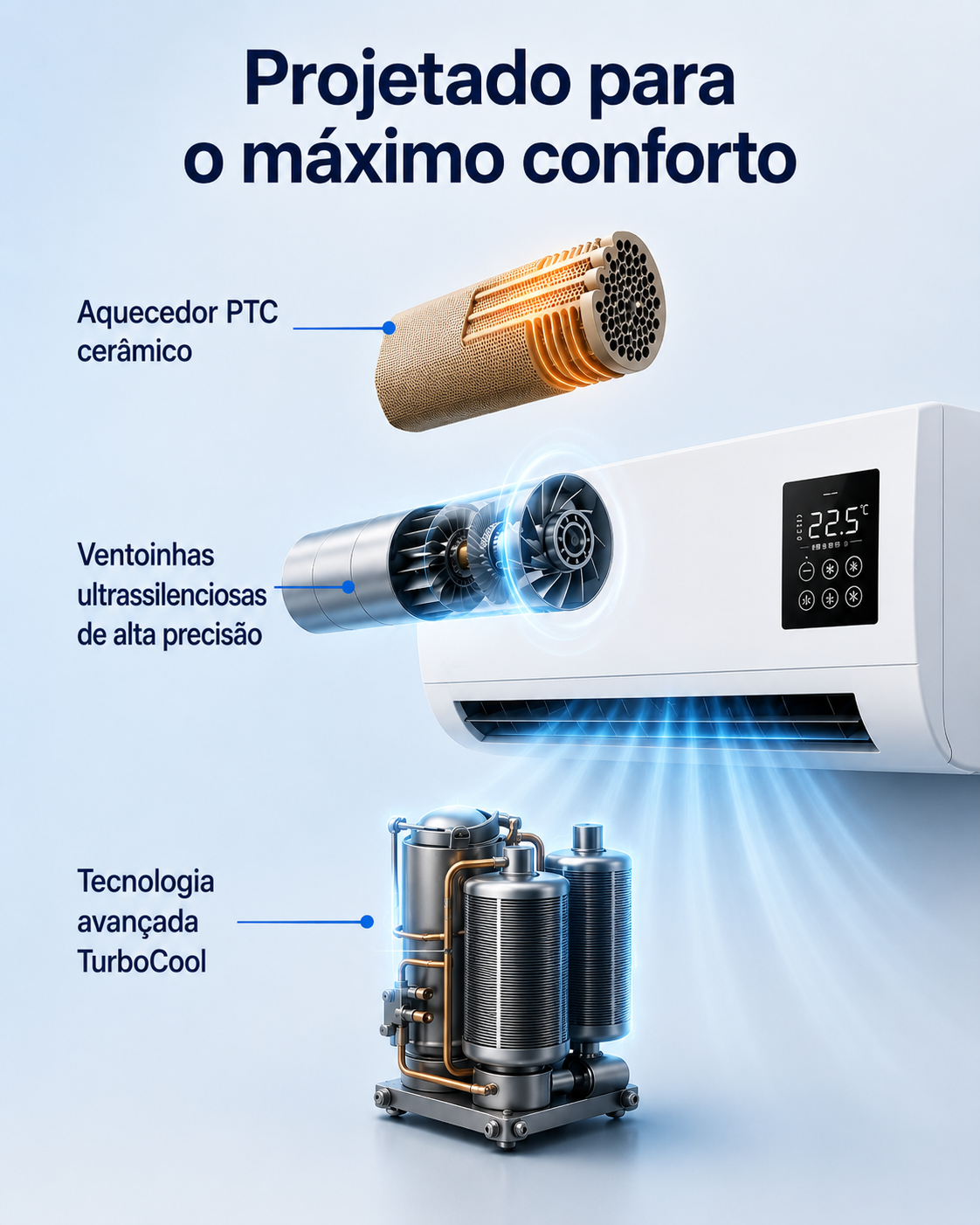 Ar Condicionado Portátil de Parede 2 em 1 ClimaFlow™ (Frio e Calor)