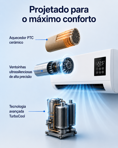 Ar Condicionado Portátil de Parede 2 em 1 ClimaFlow™ (Frio e Calor)