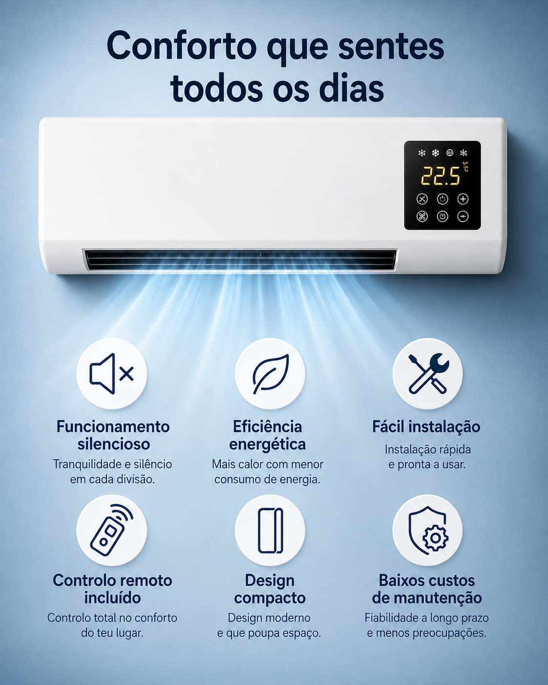 Ar Condicionado Portátil de Parede 2 em 1 ClimaFlow™ (Frio e Calor)