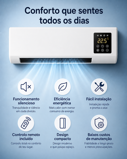 Ar Condicionado Portátil de Parede 2 em 1 ClimaFlow™ (Frio e Calor)