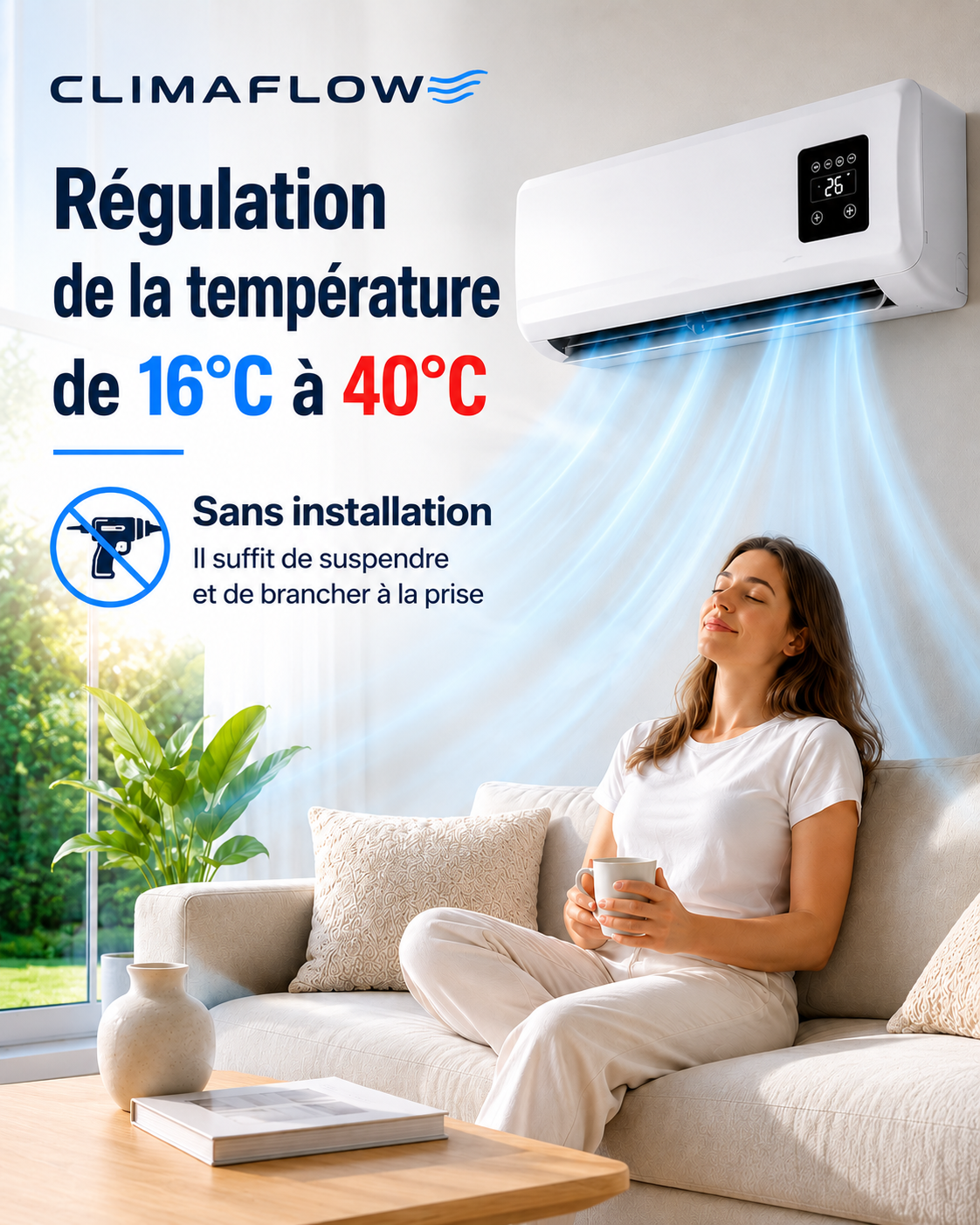 Climatiseur portable 2-en-1 ClimaFlow™ (froid et chaleur)