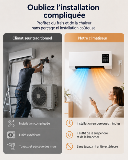 Climatiseur portable 2-en-1 ClimaFlow™ (froid et chaleur)