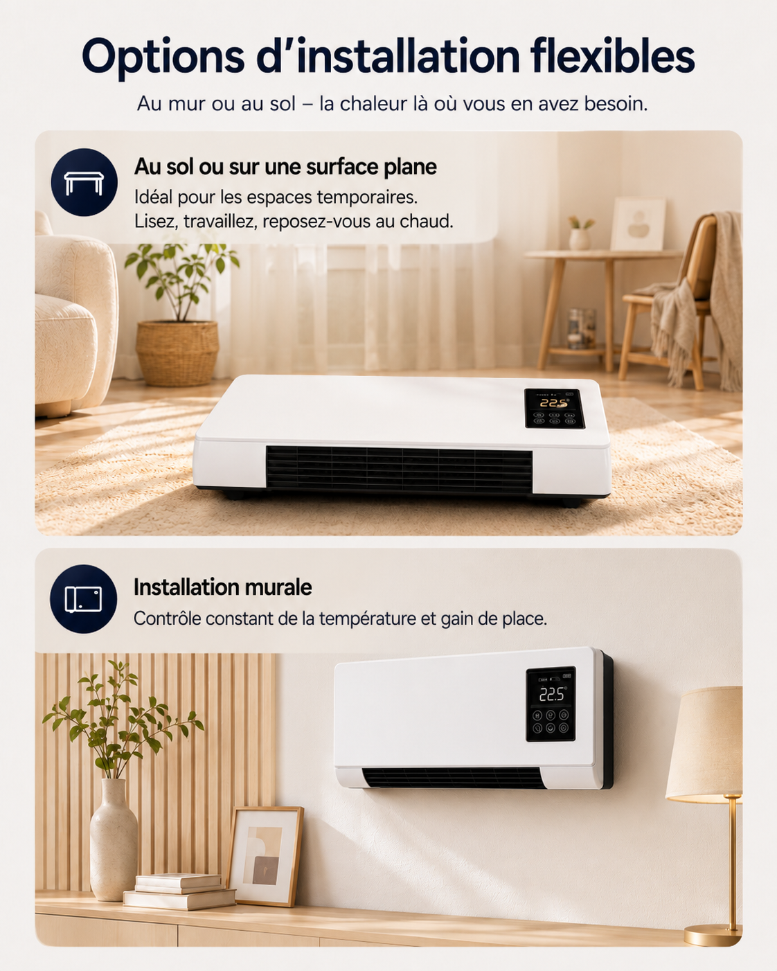 Climatiseur portable 2-en-1 ClimaFlow™ (froid et chaleur)