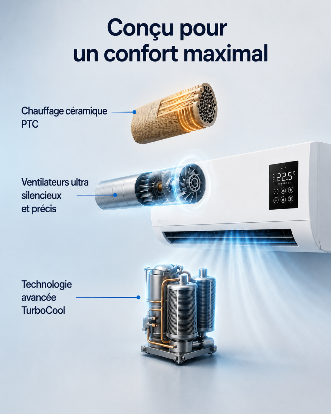 Climatiseur portable 2-en-1 ClimaFlow™ (froid et chaleur)
