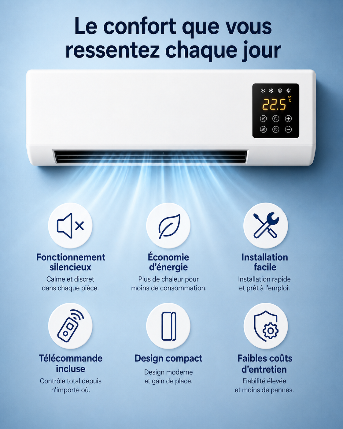 Climatiseur portable 2-en-1 ClimaFlow™ (froid et chaleur)