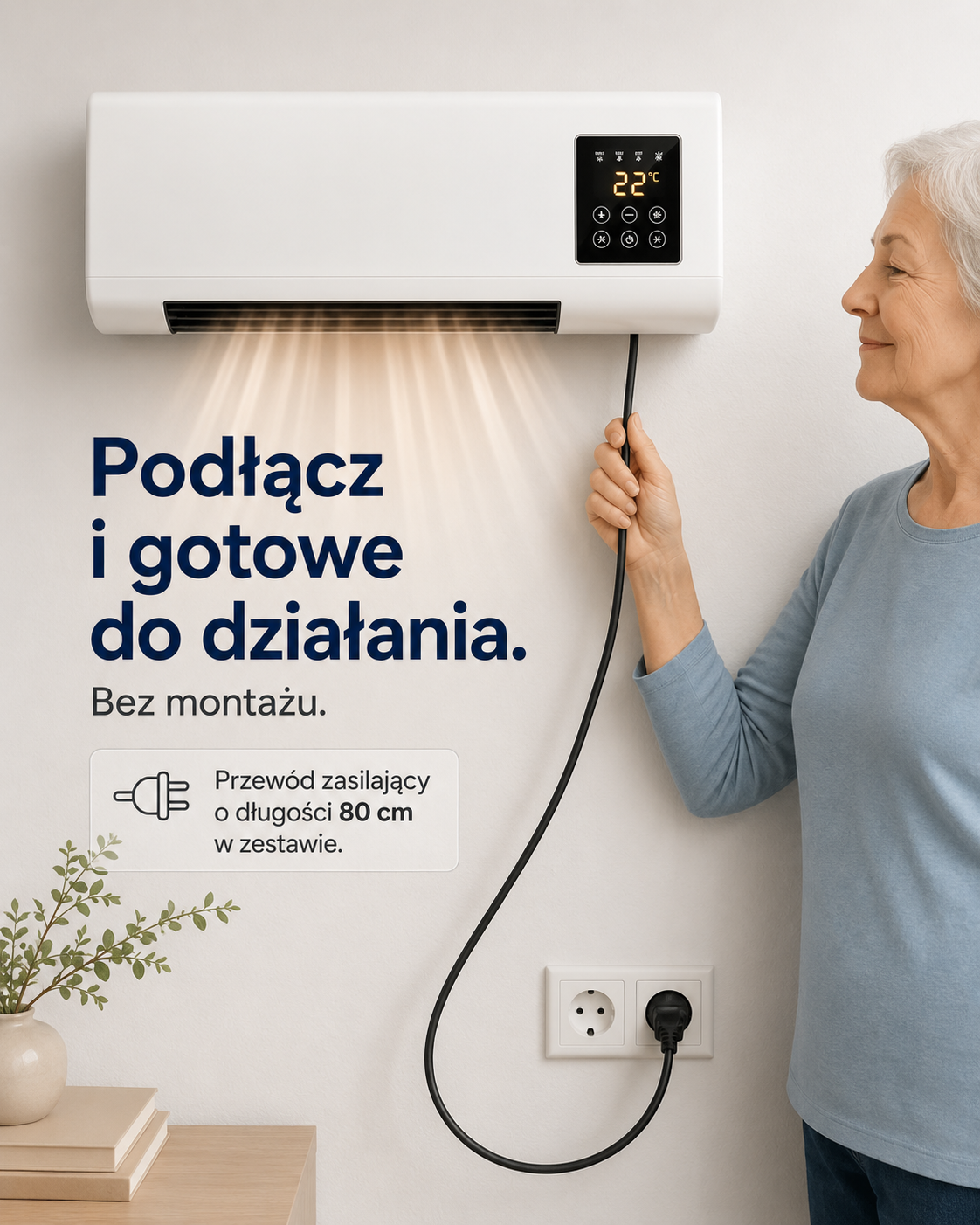 Ścienny termowentylator 2w1 ClimaFlow™  (ogrzewanie + chłodzenie)